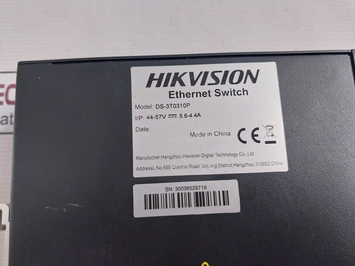 Hikvision Ds-3T0310P Ethernet Switch Dc44-57V 5.6-4.4A