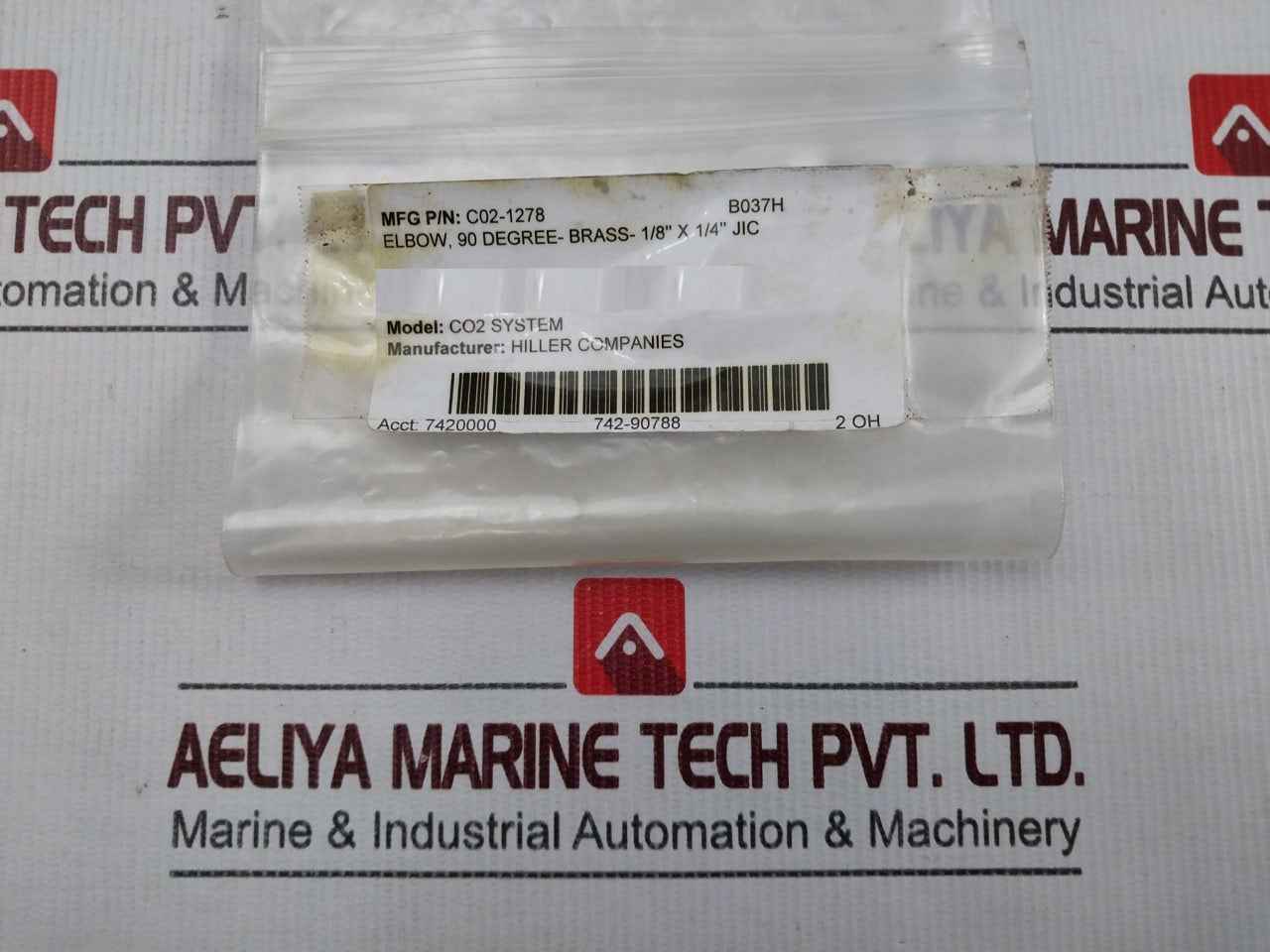 Hiller C02-1278 Brass 90degree Elbow 1/8in Npt X 1/4in For Co2 System