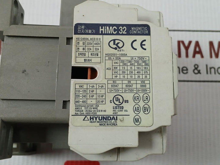 Himc 32 Ac Magnetic Contactor 220V-440V/32A Hyundai