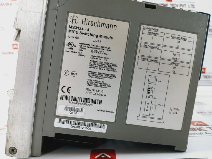Hirschmann Mm2-4tx1 Media Module, 4x Rj45 10/100 Mbps Ports, 943722101