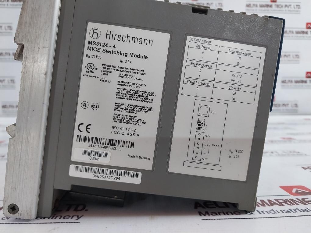 Hirschmann Ms3124-4 Mice Managed Ethernet Switch Factory Default