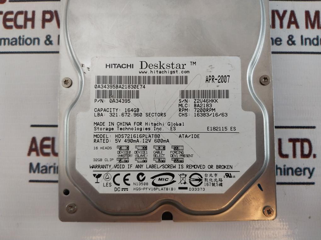 Hitachi 0A34395 Hard Disk Hds721616Plat80