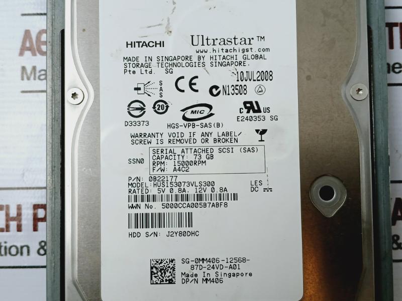 Hitachi 0B22177 Sas Hard Drive Hvs153073Vls300 73Gb 15000Rpm