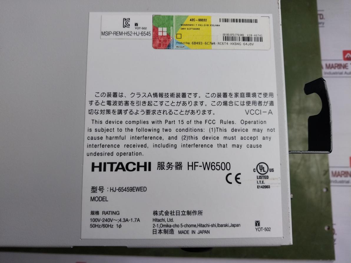 Hitachi Hf-w6500 Industrial Computer Cpu 100V-240V Hj-65459Ewed