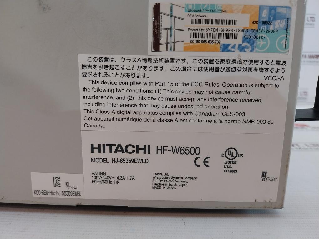 Hitachi Hf-w6500 Industrial Computer Cpu Ac 100V-240V 4225550-1 R2 50Hz/60Hz