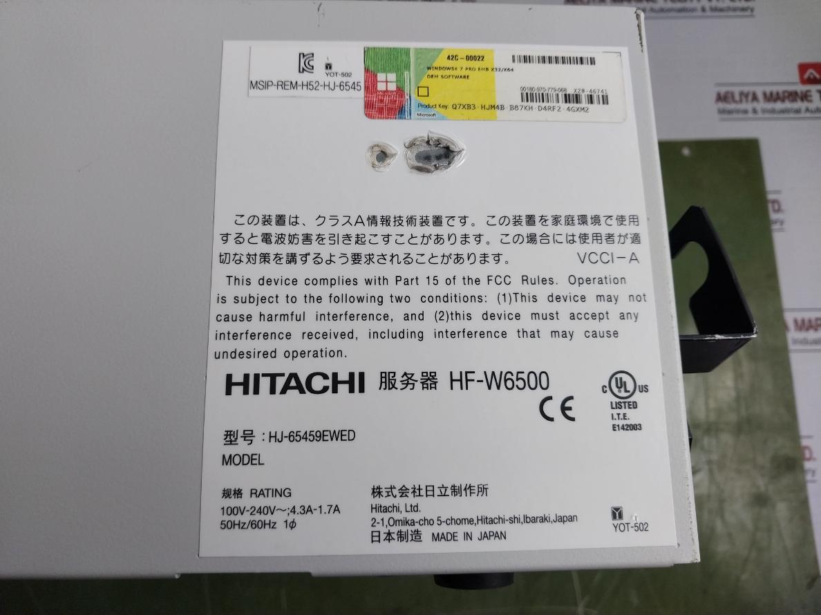 Hitachi Hf-w6500 Industrial Computer Cpu Hj-65459Ewed 100V-240V 50Hz/60Hz