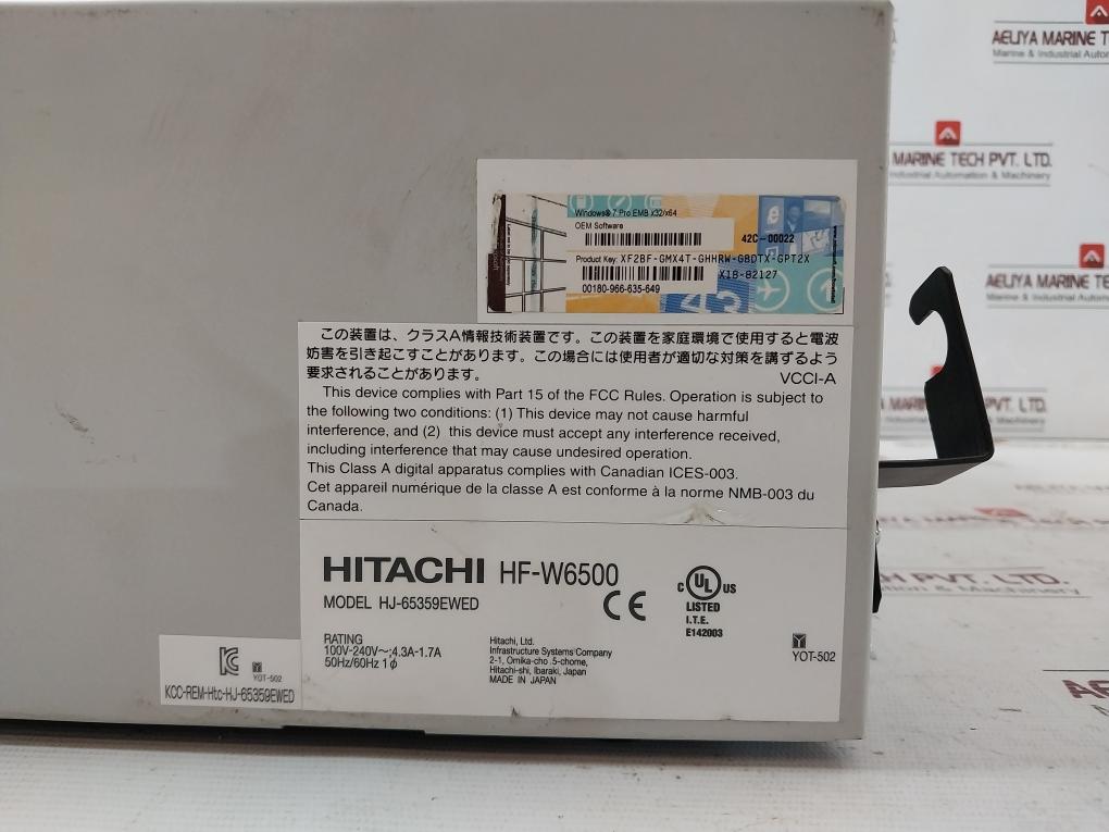 Hitachi Hf-w6500 Industrial Computer Hj-65359Ewed Yt10-13 50Hz/60Hz Yot-502