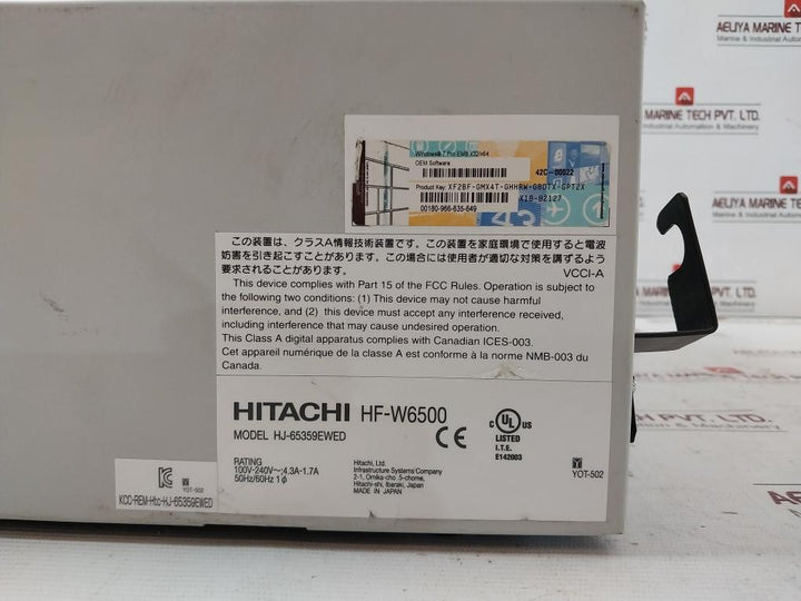Hitachi Hf-w6500 Industrial Computer Hj-65359Ewed Yt10-13 50Hz/60Hz Yot-502