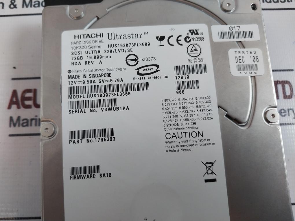 Hitachi Hus103073fl3600 Hard Disk Drive 10k300 Series 17r6393