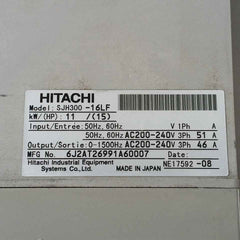 Hitachi Sjh300-16lf Inverter Drive Sjh300 6j2at26991a60007 Ac 200–240v 3ph 46a