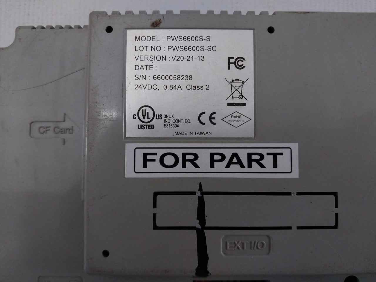 Hitech Pws6600S-s Hmi Touch Screen Panel 24Vdc 0.84A 20W (Not Working)