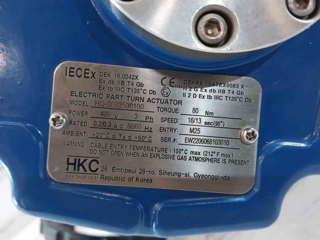 Hkc Hq-0083500100 Electric Part Turn Actuator Flanged W/butterfly Valve
