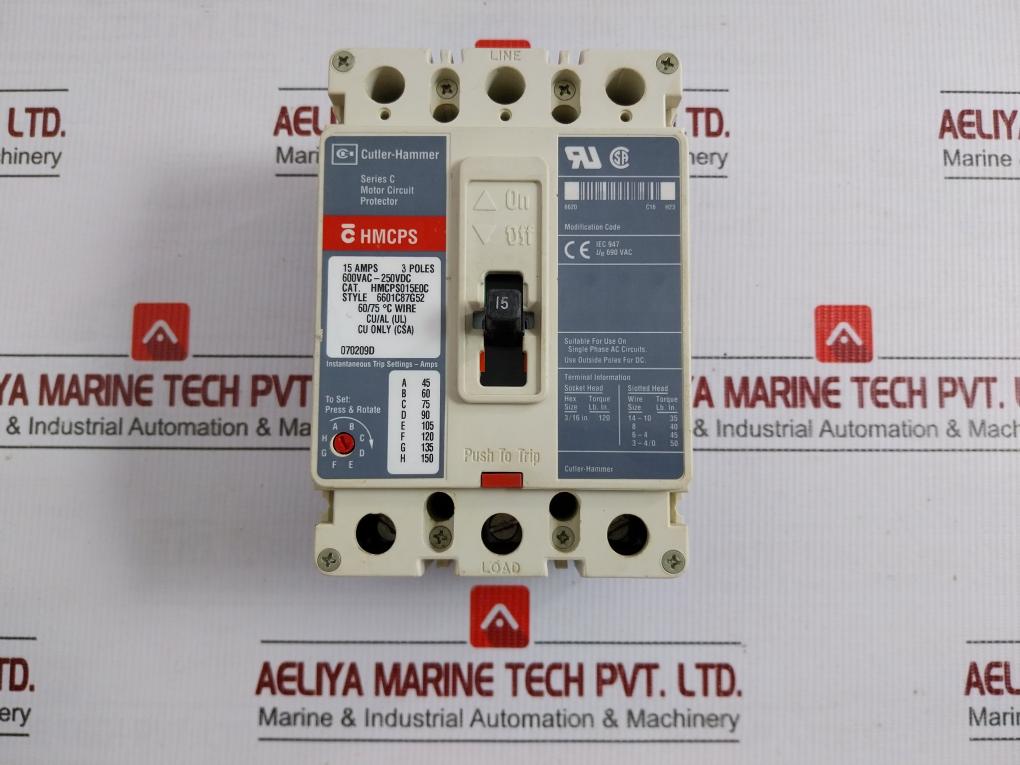 Hmcps015E0C Cutler-hammer Motor Circuit Protector 690 Vac