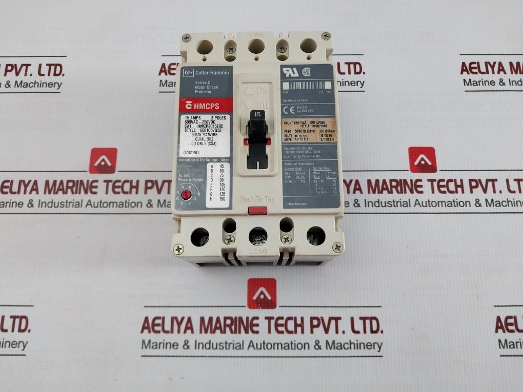 Hmcps015E0C Motor Circuit Protector 600Vac-250Vdc Cutler-hammer