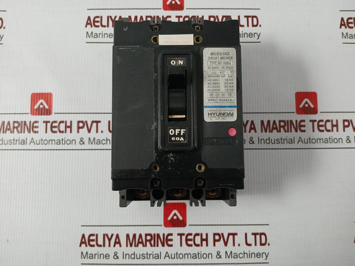 Ho-100Ba 3-pole Molded Case Circuit Breaker Ac 600V Dc 250V Hyundai