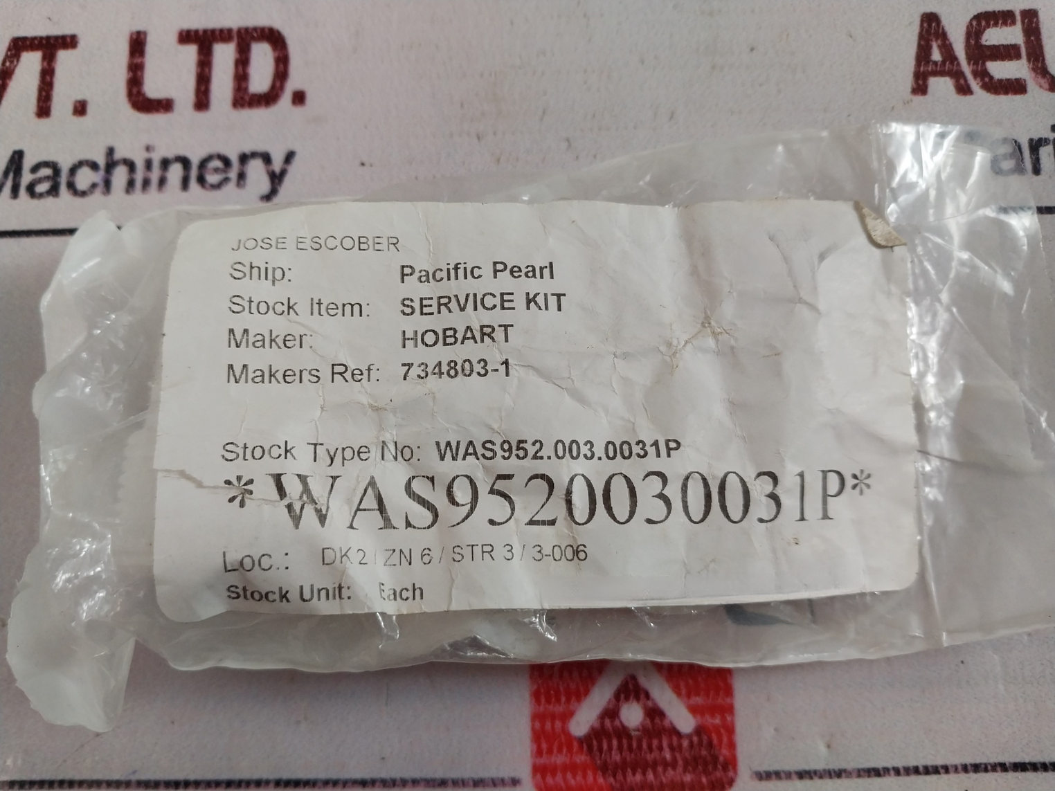 Hobart 734803-1 Wash Arm Bearing With Nut Service Kit