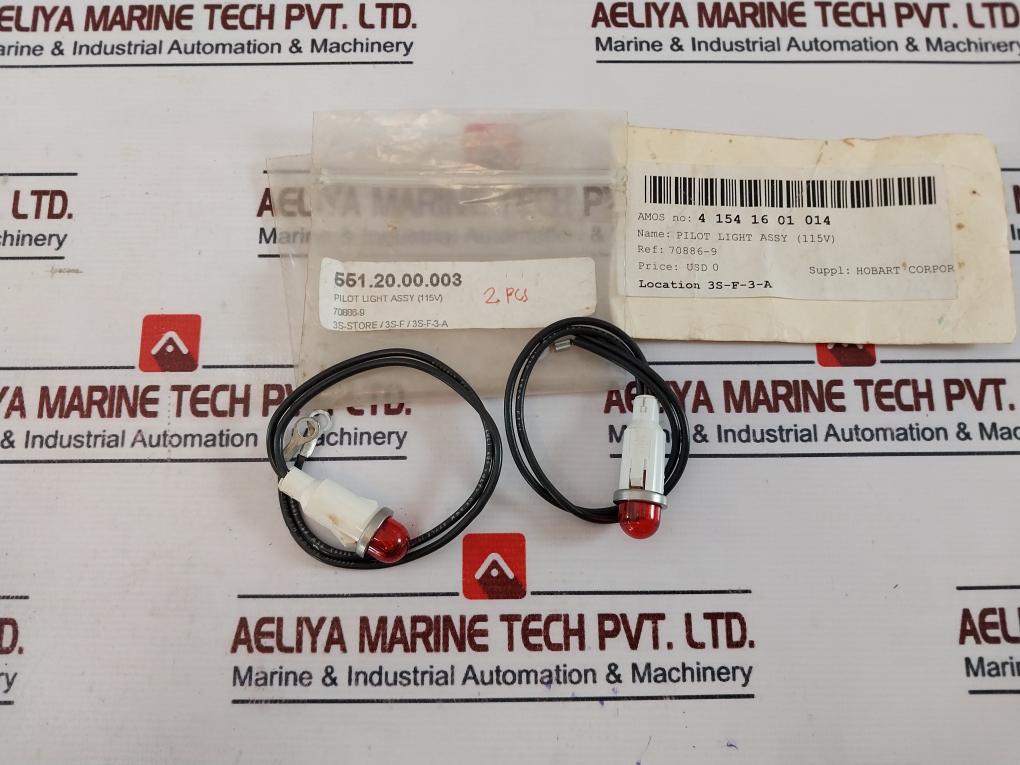 Lot of 2X Hobart Pilot Light Assy (115V) 4 154 16 01 014