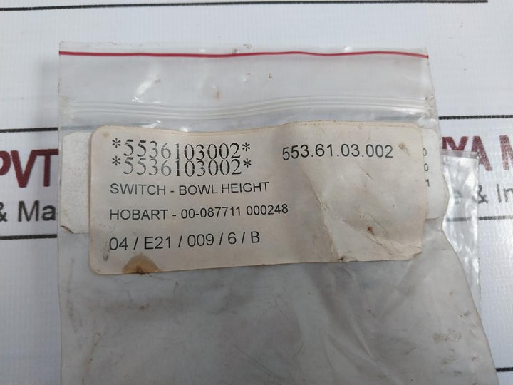 Hobart Xgg6-88-p27Z1 Microswitch 15A 250Vac