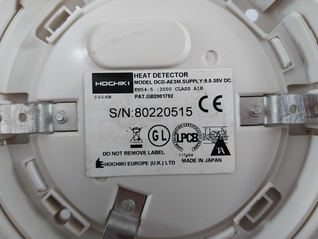 Hochiki Dcd-ae3M Heat Detector Pat. Gb2001792 9.5-30V Dc 2-3-0-436