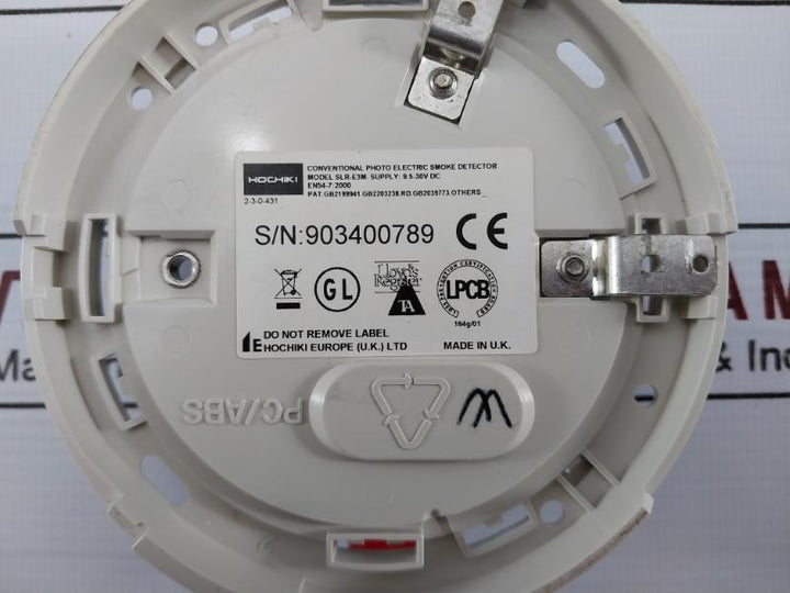 Hochiki Slr-e3M Conventional Photo Electric Smoke Detector 9.5-30V Dc Pc/Abs