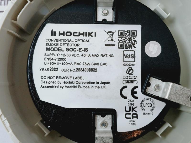 Hochiki Soc-e-is Conventional Intrinsically Safe Photoelectric Smoke Detector