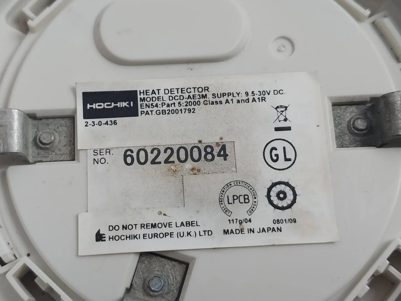 Hochiki Dcd-ae3M Marine Approved Rate Of Rise Heat Detector 9.5-30V Dc