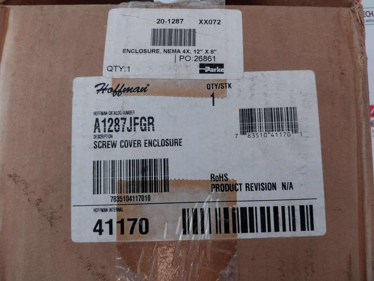 Hoffman A1287Jfgr Screw Cover Enclosure 20-1287, P3000 Ro Watermaker 4"X 12"X 8"