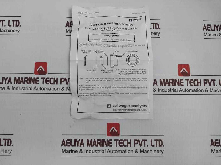 Honeywell 02000-a-1635 Series 2000 Analytics Weatherproof Cap For Use With Senso