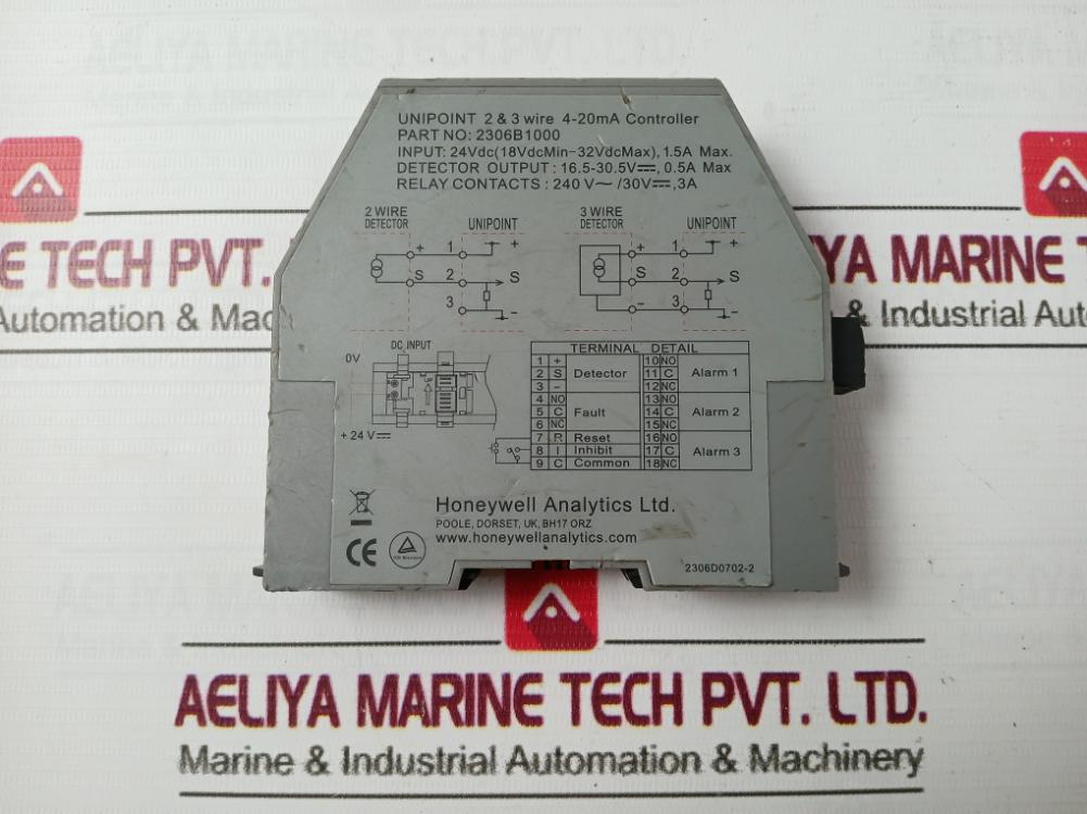 Honeywell 2306B1000 Unipoint Controller 2 &amp; 3 Wire 4-20 Ma 24Vdc 1.5A Max