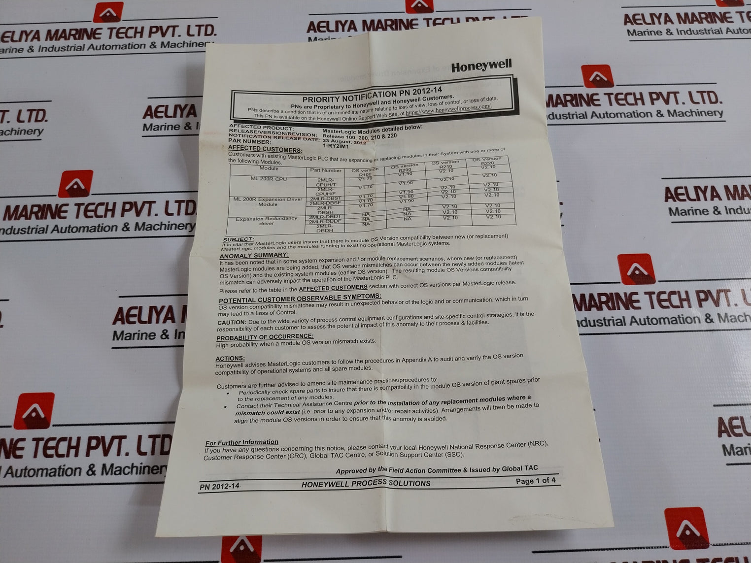 HONEYWELL 2MLR-DBDF-CC MasterLogic Module DBDF External Dual Driver V2.60
