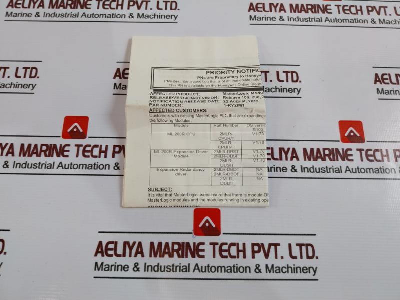 Honeywell 2Mlr-dbsf-cc Programmable Logic Controller (Plc) Masterlogic Module