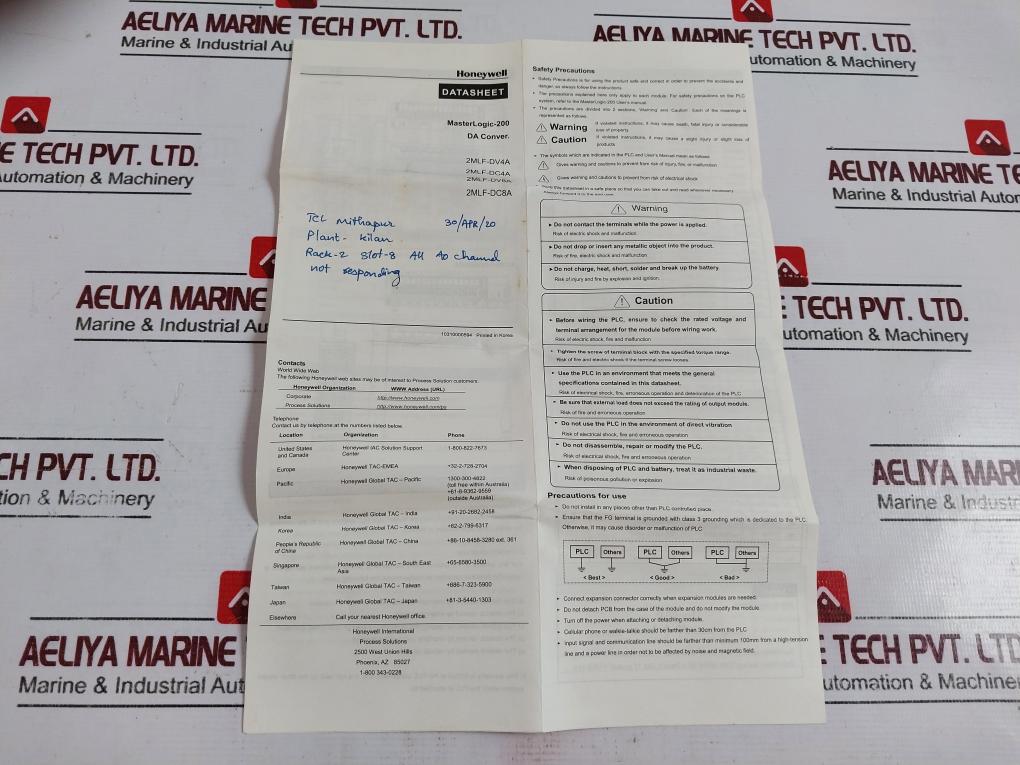 Honeywell 2mlf-dc8a-cc Masterlogic-200 Da Converter 500680801c0 47200078cc