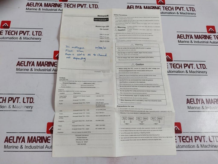Honeywell 2Mlf-dc8A-cc Masterlogic-200 Da Conver 500680801C0 47200078Cc