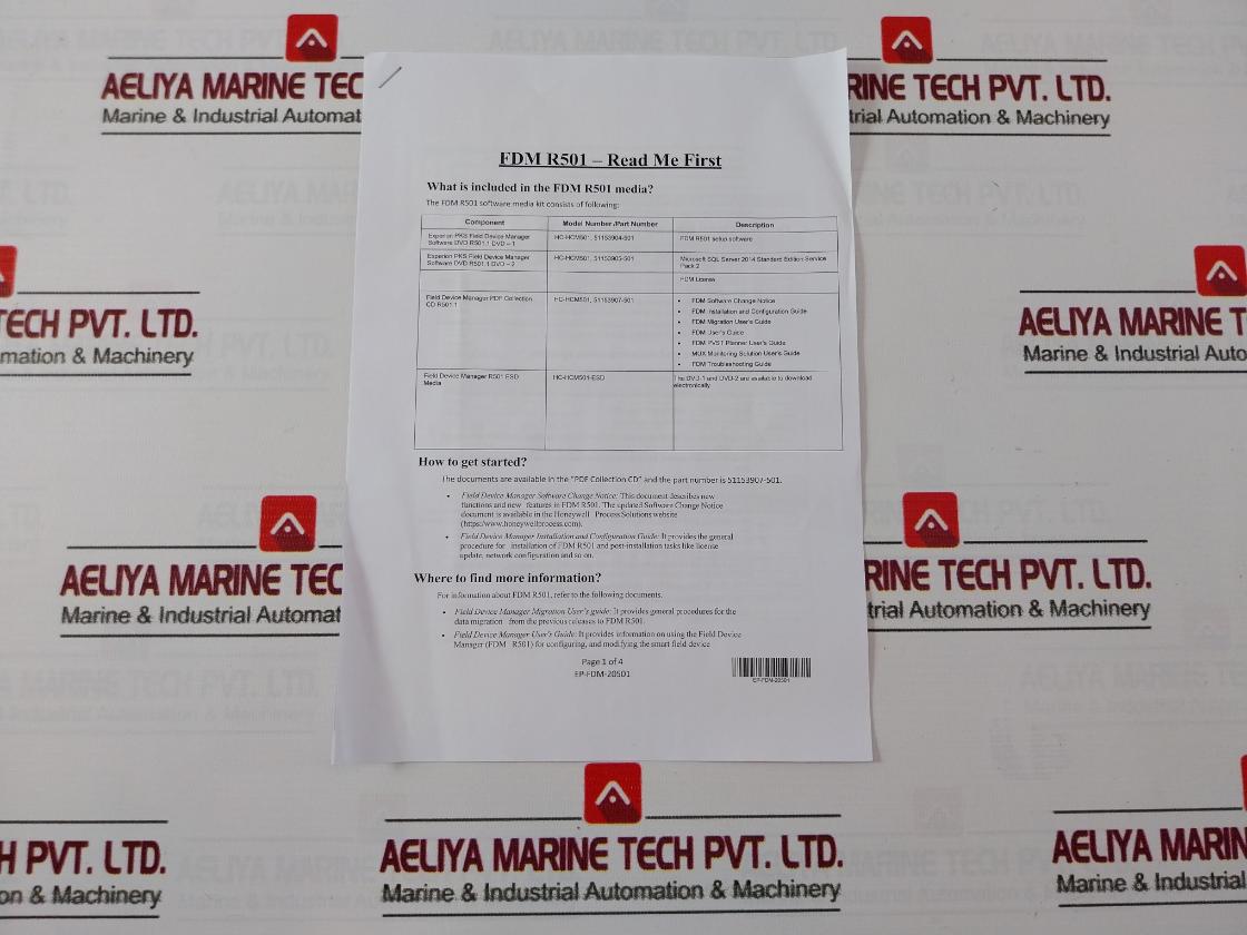 Honeywell 51153904-501 Field Device Manager Release R501.1 Dvd Set