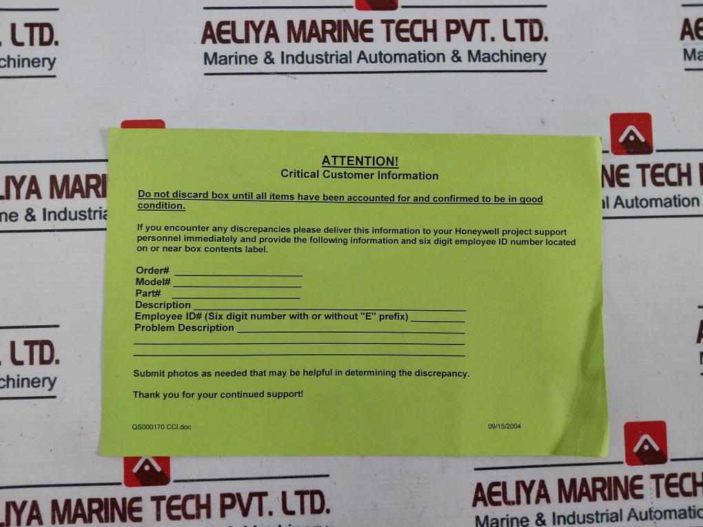 Honeywell 51195178-100 Pc Communications Card Kit Rev.A