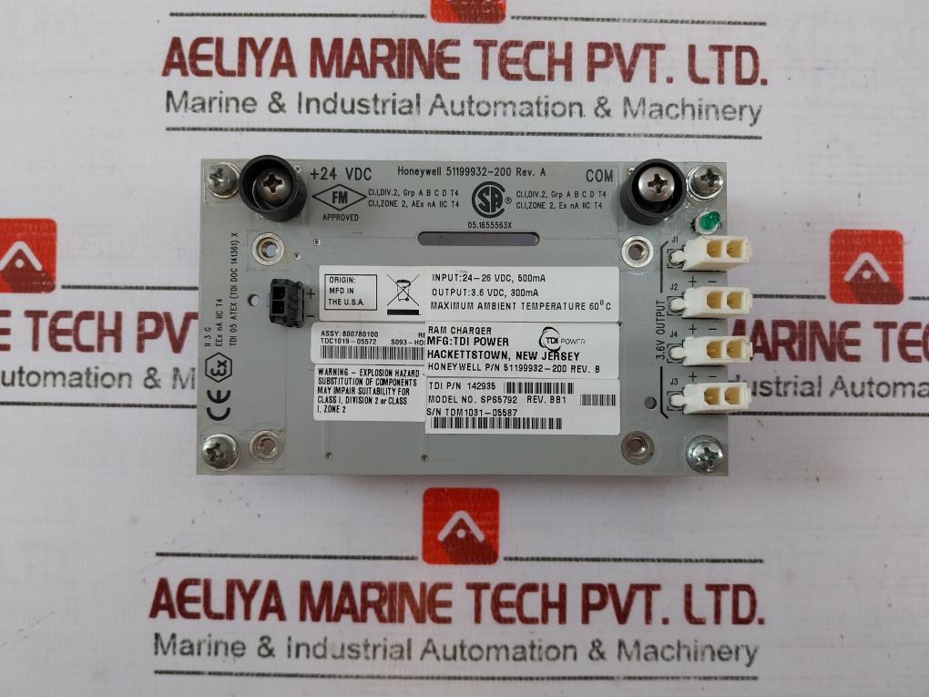 Honeywell 51199932-200 Ram Bakeup Battery Charger Series Ii Rev A 24-26Vdc 500Ma