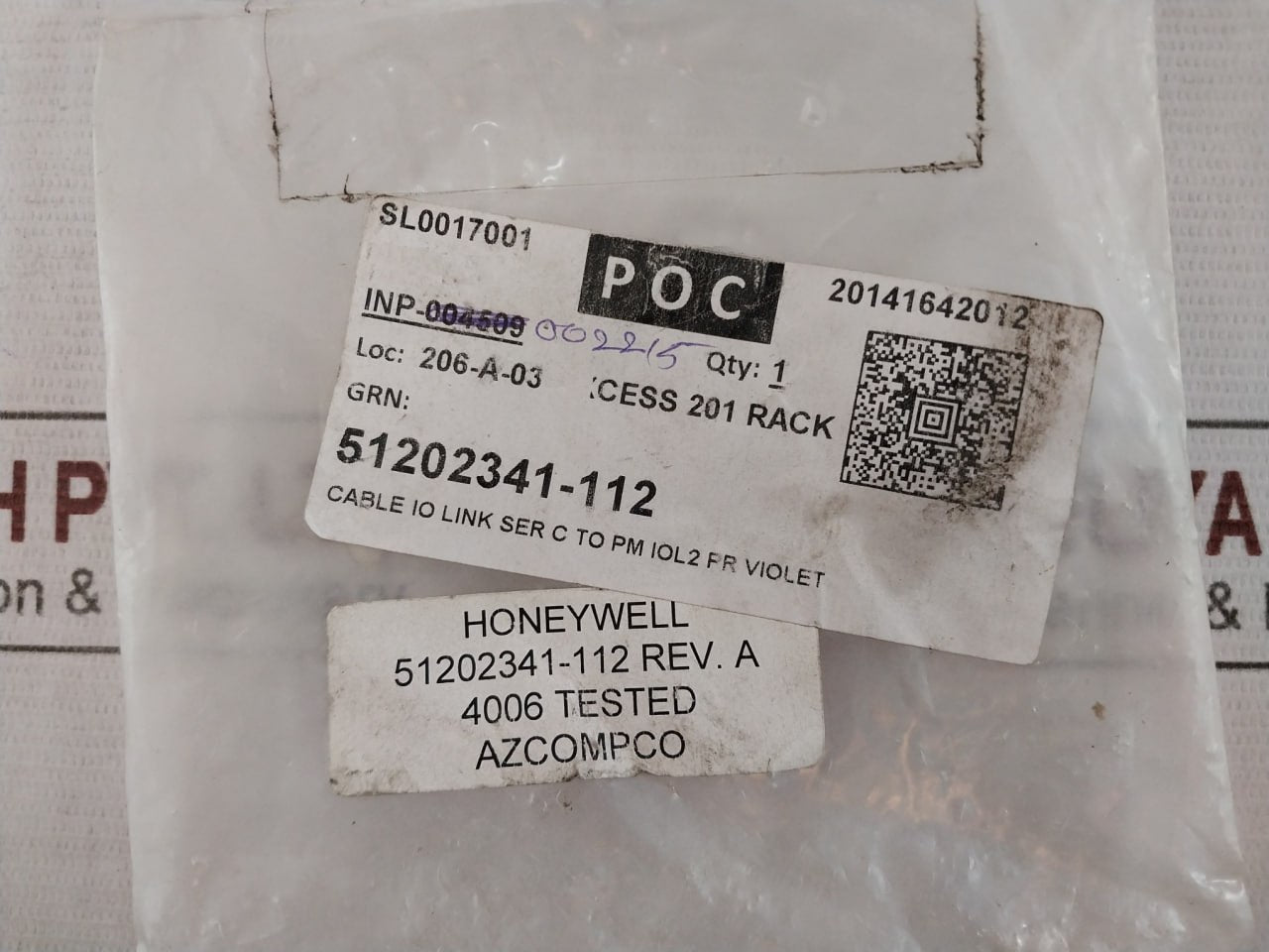 Honeywell 51202341-112 I/O Link Adapter Cable Pair Rev. A