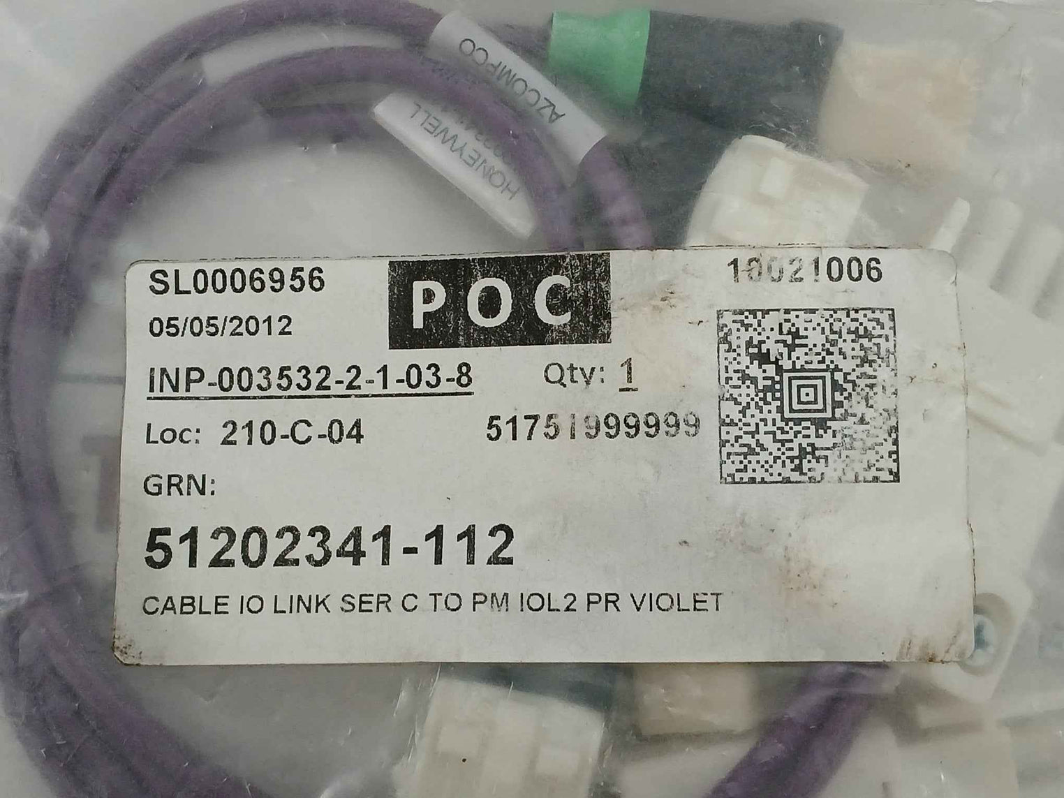 Honeywell 51202341-112 I/O Link Adapter Cable Ser C To Pm Iol2 Pr Violet Set