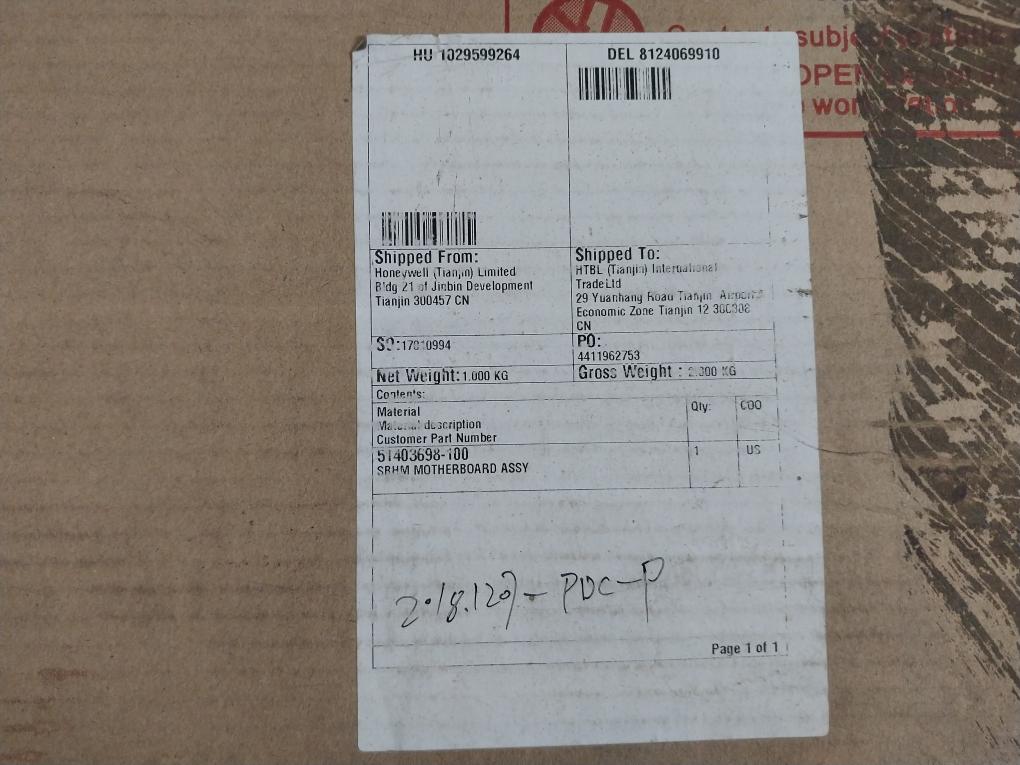 Honeywell 51403698-100 Sbhm Motherboard Assy