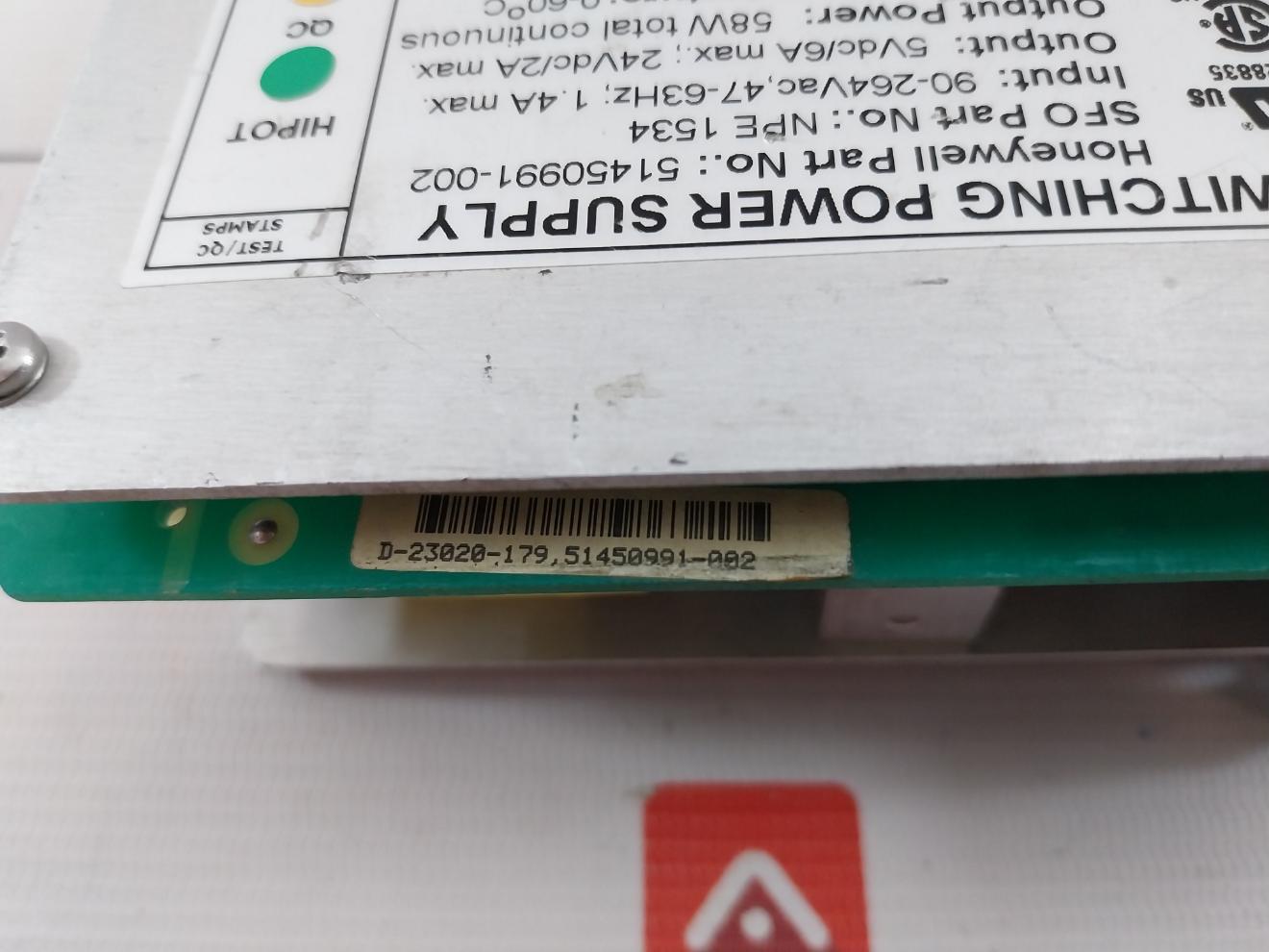 Honeywell 51450991-002 Switching Power Supply 90-264Vac 47-63Hz 1.4A Max