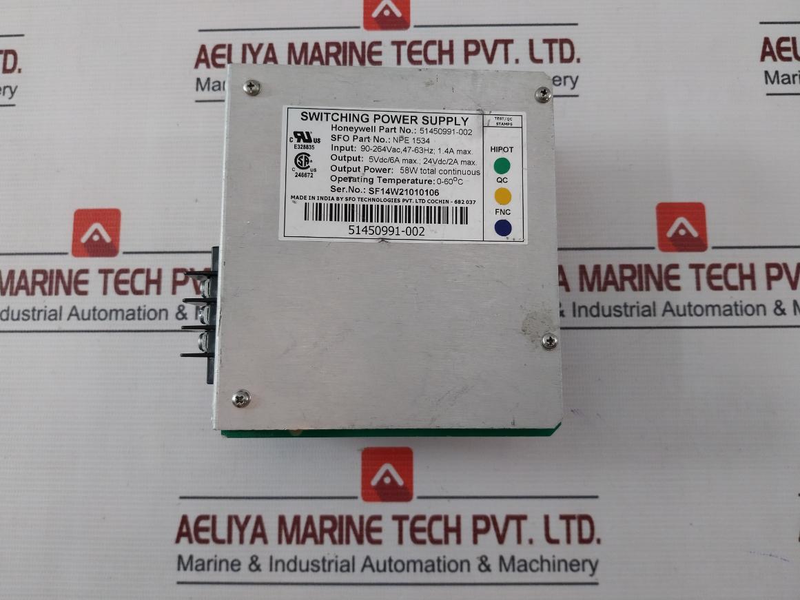 Honeywell 51450991-002 Switching Power Supply 90-264Vac 47-63Hz 1.4A Max