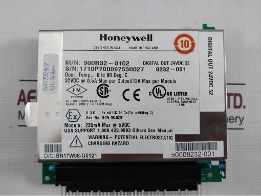 Honeywell 900H32-0102 Digital Input/Output Module 24V Dc Rev B 94V-0
