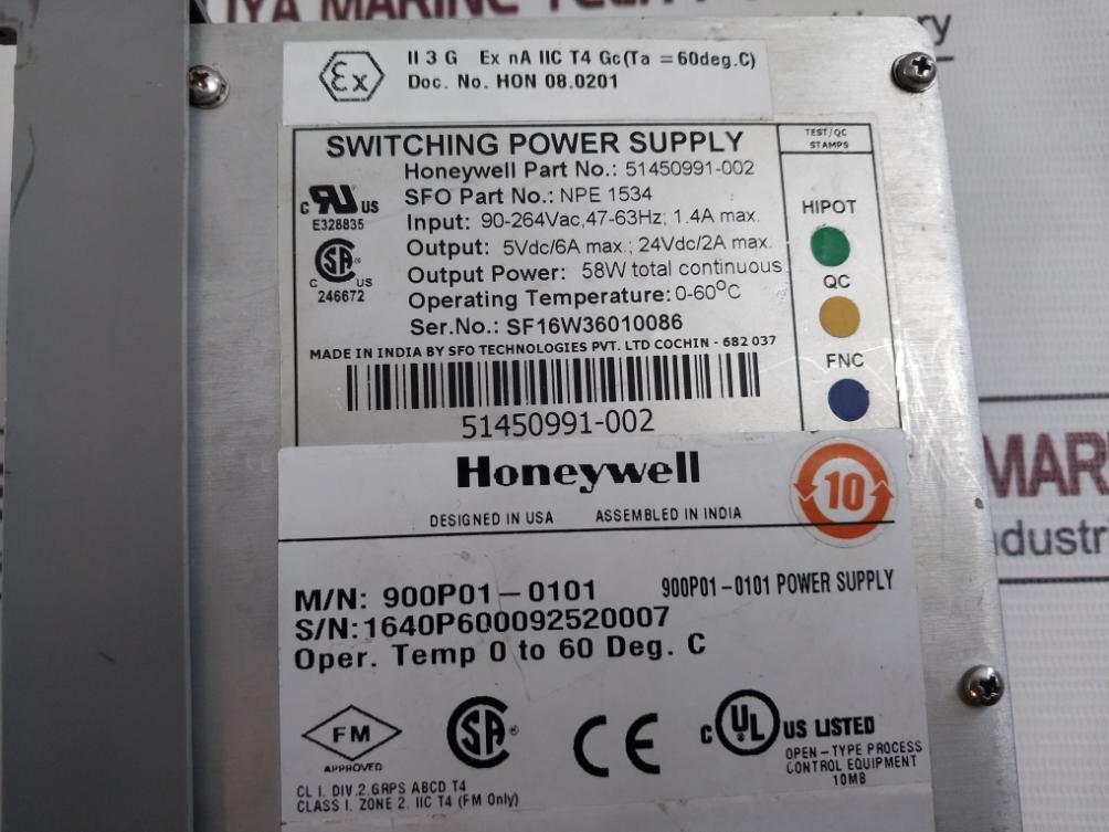Honeywell 900P01-0101 Switching Power Supply 0-264Vac 47-63Hz 1.4A Max