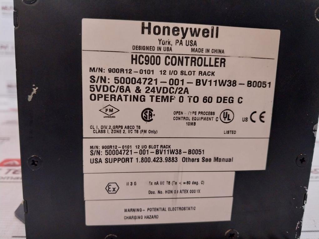 Honeywell 900R12-0101 12 I/O Slot Rack/Module Controller 5Vdc/6A & 24Vdc/2A