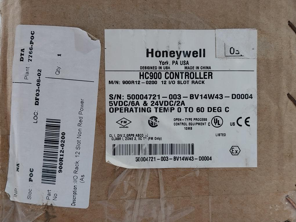 Honeywell 900R12-0200 Controledge Hc900 Io Module 12 Input/Output Slot Rack