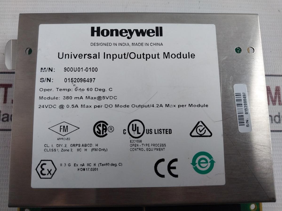 Honeywell 900U01-0100 Universal Input/Output Module 380 Ma Max 5Vdc