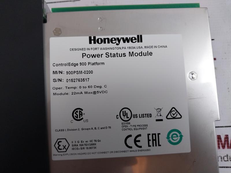 Honeywell 900psm-0200 Power Status Module Control Edge 900 22ma Max