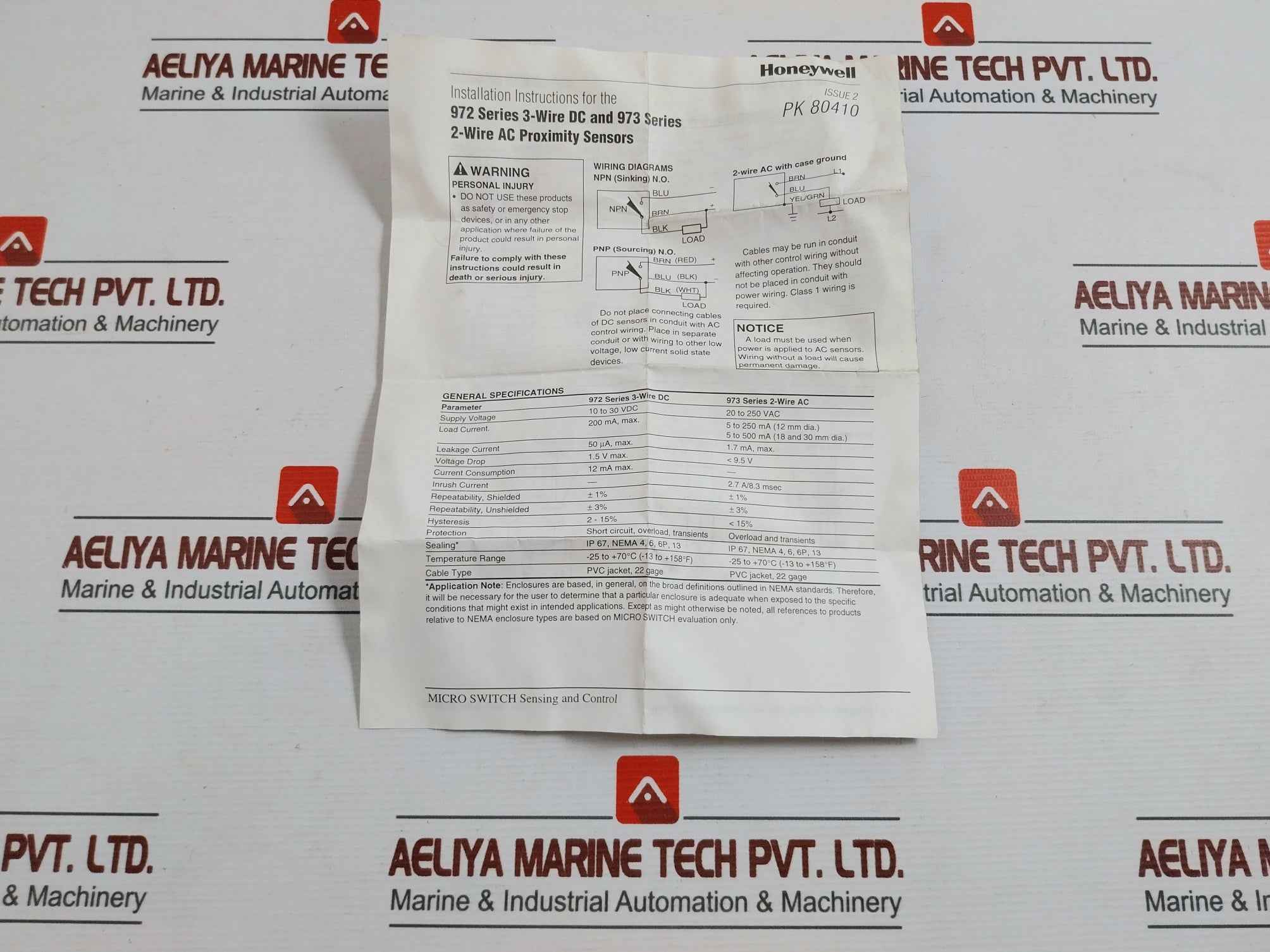 Honeywell 973Ab3Xp-b7T-l Proximity Switch 2-wire Ac 973 Series