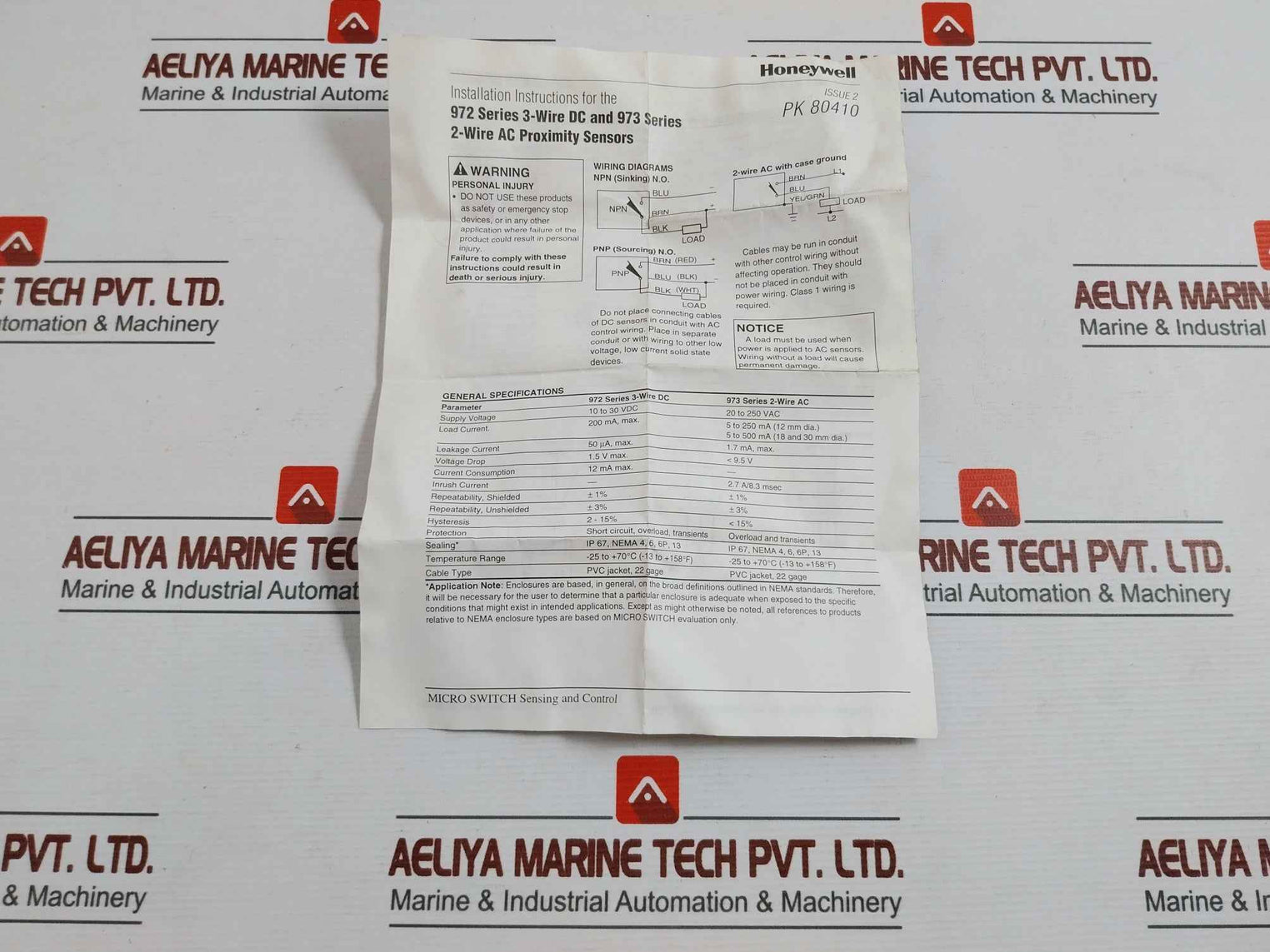 Honeywell 973Ab3Xp-b7T-l Proximity Switch 2-wire Ac 973 Series