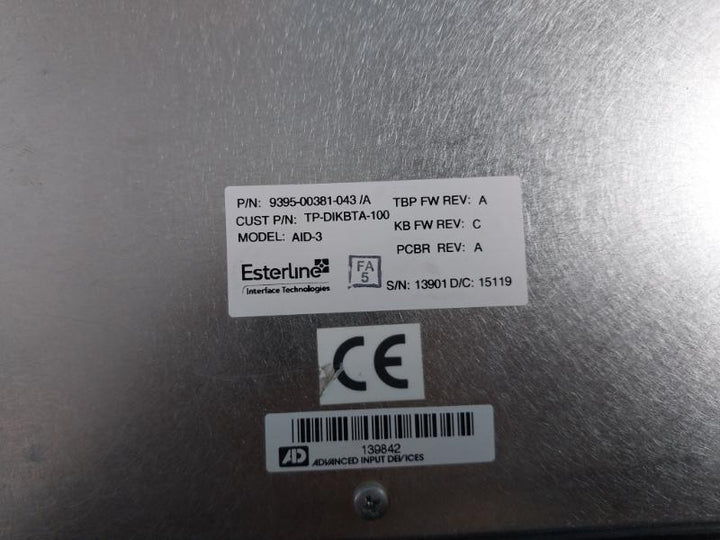 Honeywell Aid-3 Advanced Input Device Operator Keyboard Rev A 9395-00381-043/A